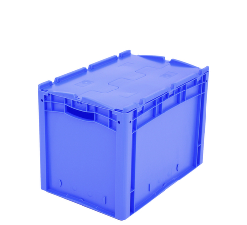 Euronorm-Stapelbehälter, blau, Inhalt 84 l, Zweiteiliger Scharnierdeckel