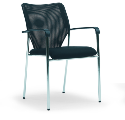 ROVO-CHAIR Besucherstuhl ROVO ECO mit Armlehnen, Sitz Stoff (100% Polyester), schwarz Standard 1 L