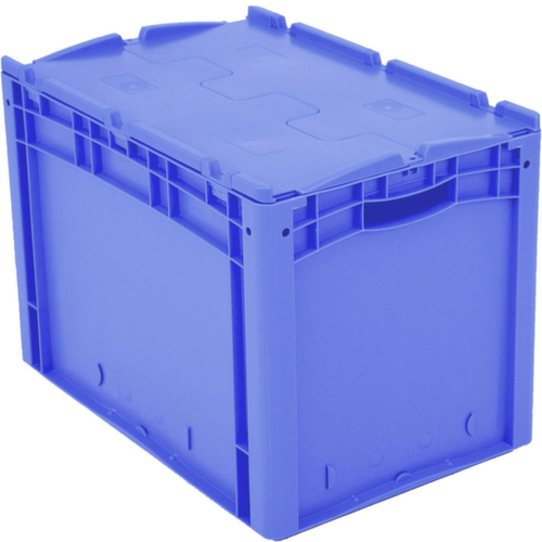 Euronorm-Stapelbehälter, blau, Inhalt 84 l, Zweiteiliger Scharnierdeckel Standard 2 L