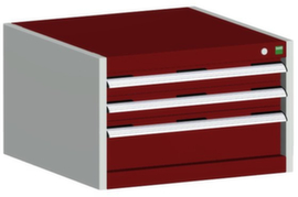 bott Schubladenschrank cubio mit Grundfläche 650x650 mm, 3 Schublade(n), RAL7035 Lichtgrau/RAL3004 Purpurrot