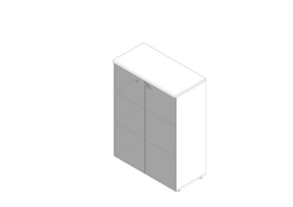 Quadrifoglio Büro-Glastürenschrank Practika mit Türen ohne Rahmen, 3 Ordnerhöhen, Korpus weiß