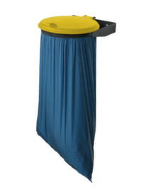 Müllsackhalter zur Wandbefestigung, für 70 - 120-Liter-Säcke, DB703 anthrazit, Deckel gelb