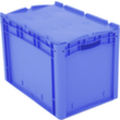Euronorm-Stapelbehälter, blau, Inhalt 84 l, Zweiteiliger Scharnierdeckel Standard 2 S