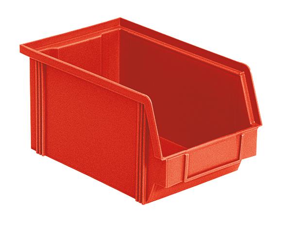 Stapelbarer Sichtlagerkasten Classic mit großer Griffmulde, rot, Tiefe 230 mm Standard 1 ZOOM