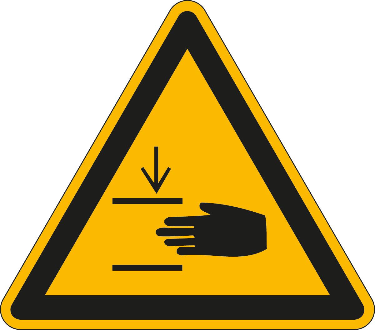 Warnschild vor Handverletzungen, Aufkleber Standard 1 ZOOM