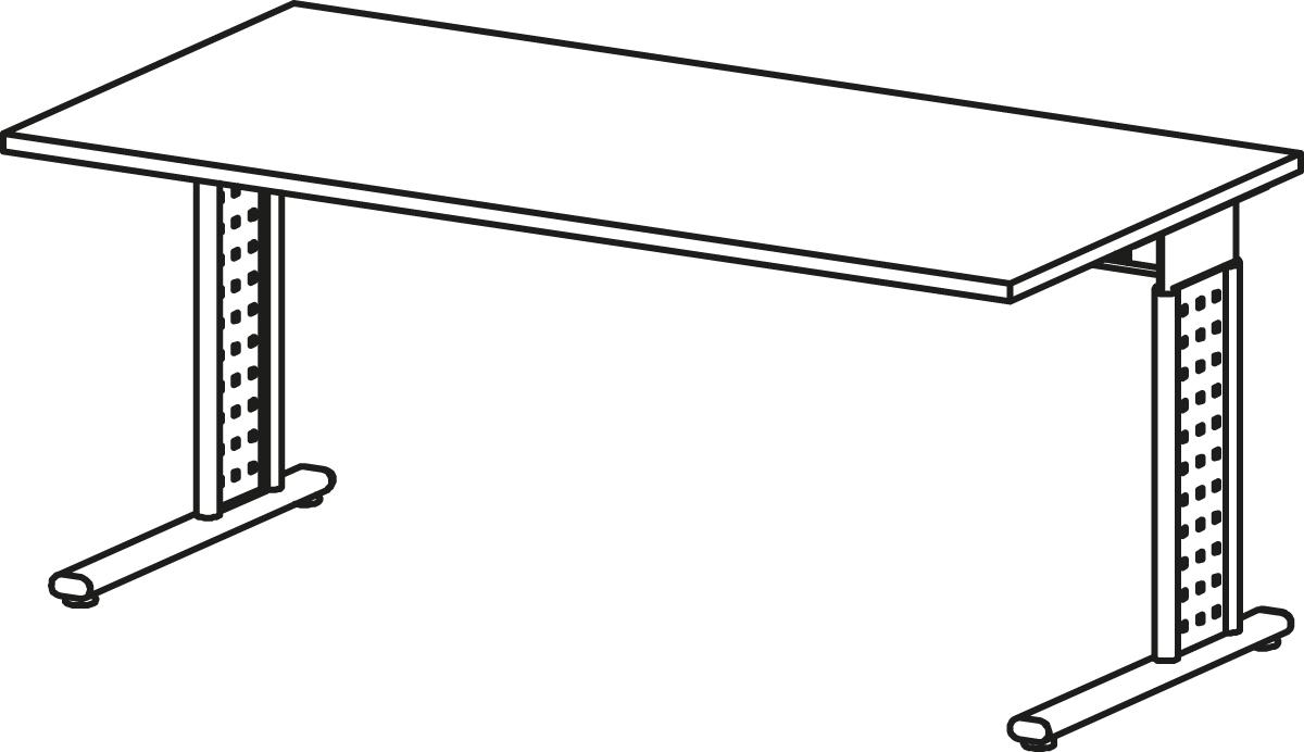 Gera Höhenverstellbarer Schreibtisch Milano mit C-Fußgestell Technische Zeichnung 3 ZOOM
