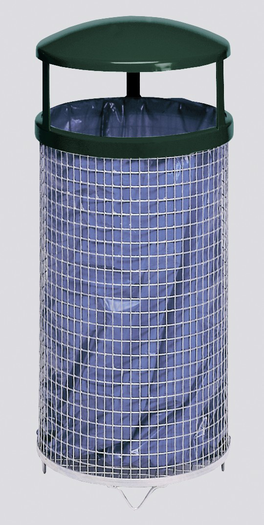 VAR Verzinkter Drahtgitter-Abfallbehälter DK 02 mit Dach, 75 l Standard 1 ZOOM