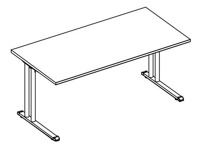 Nowy Styl Schreibtisch E10 mit C-Fußgestell Technische Zeichnung 1 ZOOM