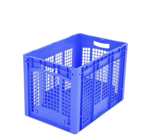 BITO Euronorm-Stapelbehälter mit Doppelrippenboden + Wände + Boden durchbrochen, blau, Inhalt 82 l