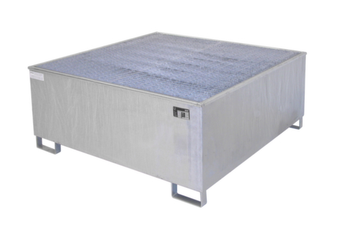 Auffangwanne mit PE-Einsatz und Gitterrost, für 1 x KTC/IBC