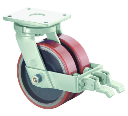 BS-ROLLEN Zwillings-Schwerlastrolle, Traglast 2000 kg, Polyurethan-Bereifung