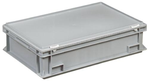 Euronombehälter mit Scharnierdeckel, grau, HxLxB 165x600x400 mm