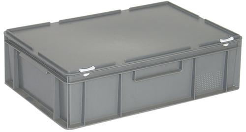 Euronombehälter mit Scharnierdeckel, grau, HxLxB 185x600x400 mm