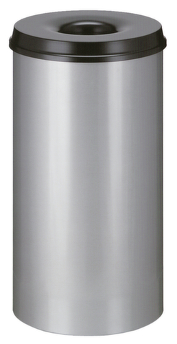 Selbstlöschender Papierkorb aus Stahl, 50 l, alu, Kopfteil schwarz