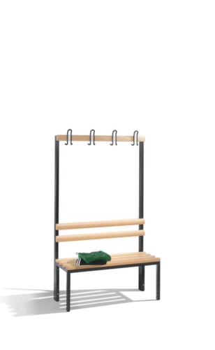 C+P Umkleidebank schwarzgrau mit Haken und Holzleisten