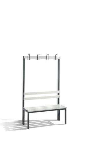 C+P Umkleidebank schwarzgrau mit Haken und PVC-Leisten