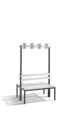 C+P Umkleidebank schwarzgrau mit Haken und PVC-Leisten