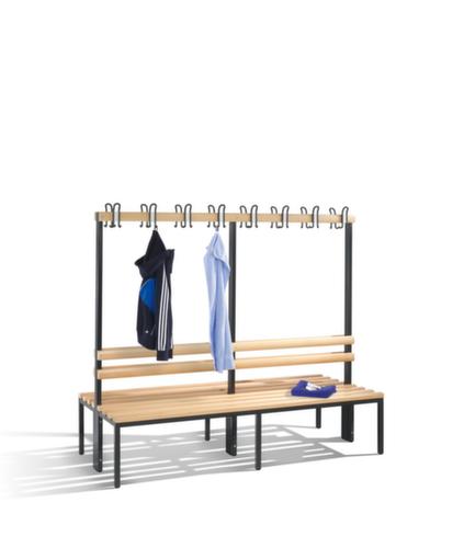 C+P Umkleidebank schwarzgrau mit Haken und Holzleisten