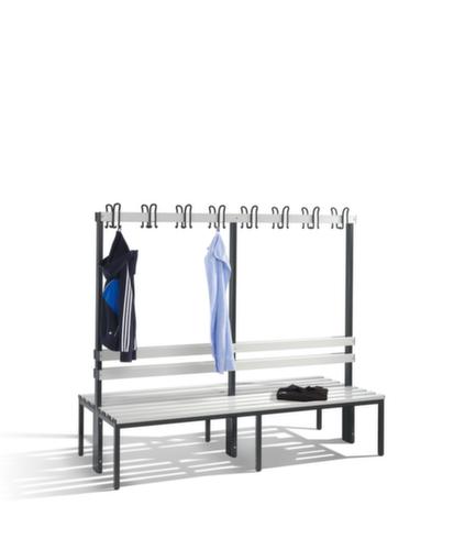 C+P Umkleidebank schwarzgrau mit Haken und PVC-Leisten