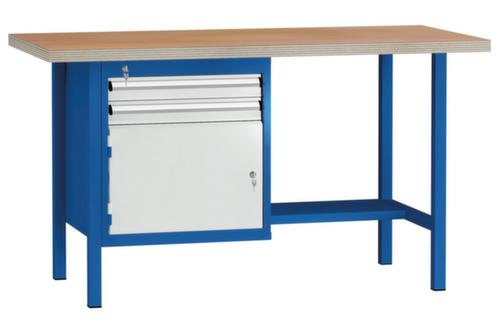 KLW Lutz Werkbank mit Multiplexplatte, 2 Schubladen, 1/2 Ablageboden