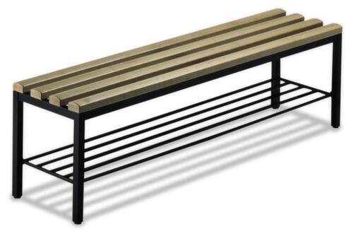 C+P Umkleidebank schwarzgrau mit Haken und Holzleisten