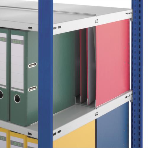 hofe Akten-Steckregal Anbaufeld zur beidseitigen Nutzung, 8 Böden, RAL7035 Lichtgrau