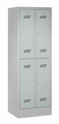 PAVOY Doppelstöckiger Garderobenschrank Basis lichtgrau mit 2x2 Abteilen, Abteilbreite 300 mm