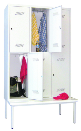 PAVOY Umkleideschrank Basis lichtgrau mit Sitzbank + 3x2 Abteile, Abteilbreite 400 mm