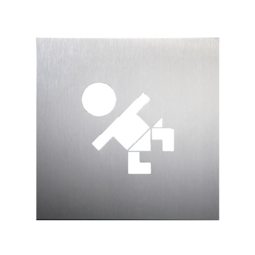 Türschild mit Piktogramm aus Edelstahl, "Wickelraum"