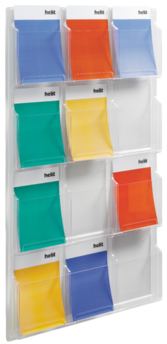 helit Wandprospekthalter "the clearly", 12 Ablagen, Gestell transparent