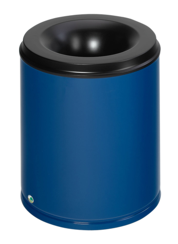 VAR Papierkorb mit Löschkopf, 80 l, RAL5010 Enzianblau, Kopfteil schwarz