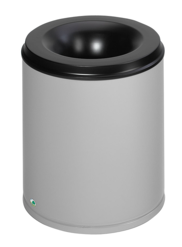 VAR Papierkorb mit Löschkopf, 80 l, rotaxsilber, Kopfteil schwarz