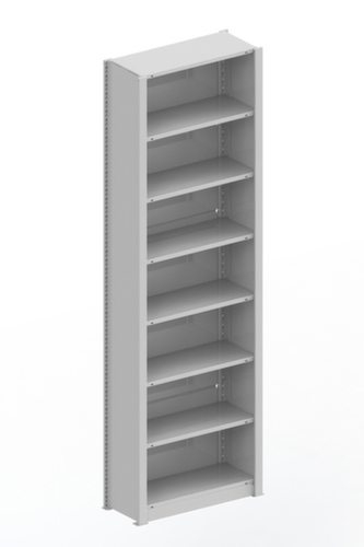 META Büroregal mit Rückwand, Breite 806 mm, 7 OH, RAL7035 Lichtgrau