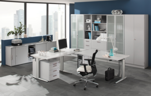 Büroregal Up and Down mit Rückwand, Breite 406 mm, 3 OH, grau