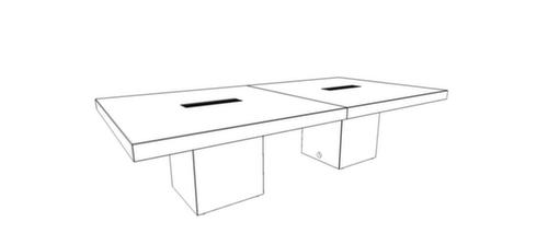 Quadrifoglio Konferenztisch T45 mit kubischem Gestell, Breite x Tiefe 2800 x 1400 mm, Platte Nussbaum