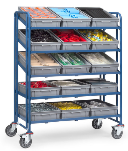 fetra Etagenwagen mit geraden und geneigten Etagen, Traglast 300 kg, 5 Etagen