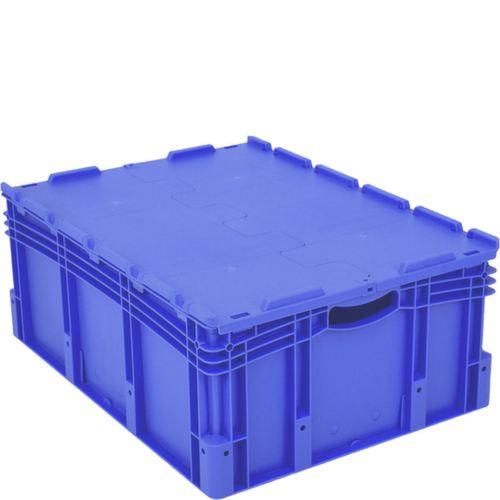 BITO Großvolumiger Euronorm-Stapelbehälter, blau, Inhalt 128 l, Scharnierdeckel