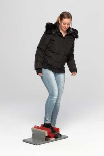 Schuhreiniger mit Bürstenstreifen, Tränenblech, Höhe x Breite x Tiefe 170 x 590 x 290 mm