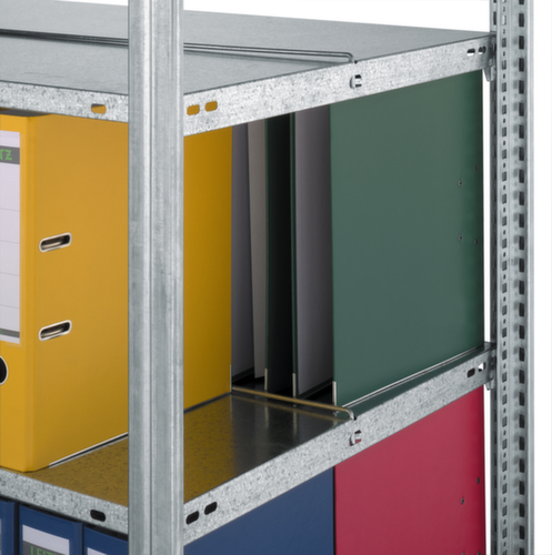 hofe Akten-Steckregal zur beidseitigen Nutzung, 7 Böden, RAL7016 Anthrazitgrau / RAL9006 Weißaluminium