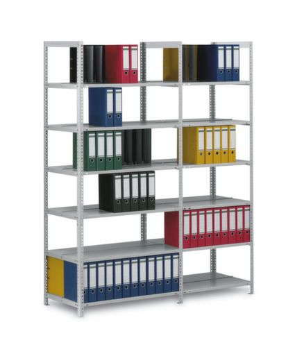 hofe Akten-Schraubregal Anbaufeld zur beidseitigen Nutzung, 5 Böden, RAL7035 Lichtgrau