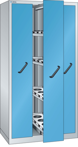 LISTA Vertikalauszugschrank mit Fachböden, 3 Auszüge, RAL7035 Lichtgrau/RAL5012 Lichtblau