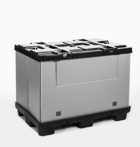 Walther Faltsysteme Paletten-Faltbox extra leicht, Auflast 500 kg, 9 Füße, Länge x Breite 1200 x 800 mm