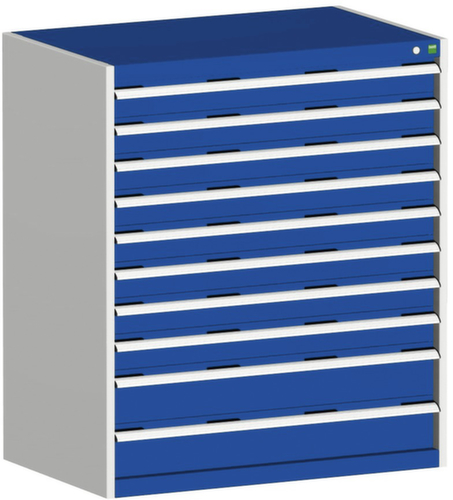 bott Schubladenschrank cubio Grundfläche 1050x650 mm, 10 Schublade(n), RAL7035 Lichtgrau/RAL5010 Enzianblau