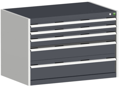 bott Schubladenschrank cubio Grundfläche 1050x650 mm, 5 Schublade(n), RAL7035 Lichtgrau/RAL7016 Anthrazitgrau