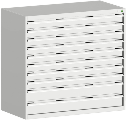bott Schubladenschrank cubio Grundfläche 1300x750 mm, 10 Schublade(n), RAL7035 Lichtgrau/RAL7035 Lichtgrau