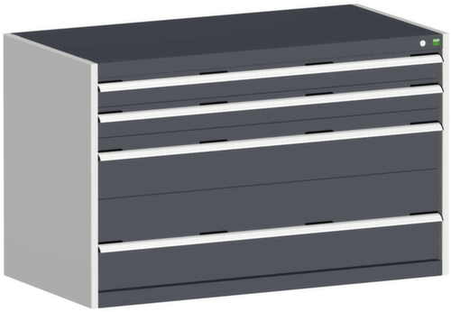 bott Schubladenschrank cubio Grundfläche 1300x750 mm, 4 Schublade(n), RAL7035 Lichtgrau/RAL7016 Anthrazitgrau