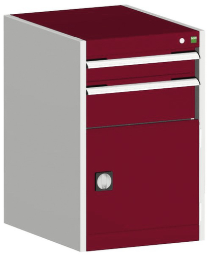 bott Schubladenschrank cubio Grundfläche 525x525 mm, 2 Schublade(n), RAL7035 Lichtgrau/RAL3004 Purpurrot