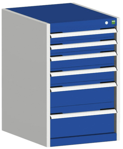 bott Schubladenschrank cubio Grundfläche 525x650 mm, 6 Schublade(n), RAL7035 Lichtgrau/RAL5010 Enzianblau