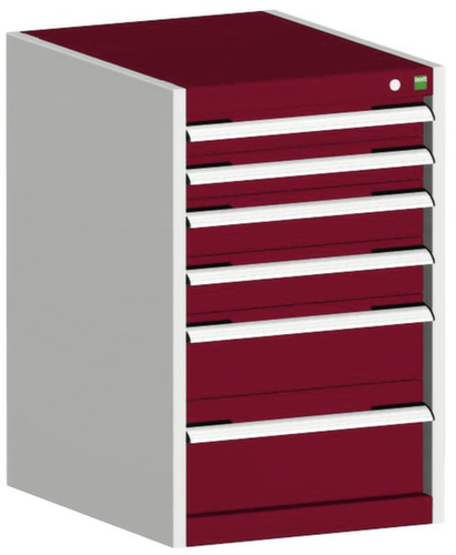 bott Schubladenschrank cubio Grundfläche 525x650 mm, 6 Schublade(n), RAL7035 Lichtgrau/RAL3004 Purpurrot