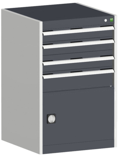 bott Schubladenschrank cubio Grundfläche 650x525 mm, 4 Schublade(n), RAL7035 Lichtgrau/RAL7016 Anthrazitgrau